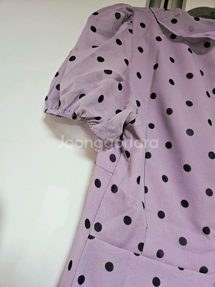 새상품 급매) 리본 퍼플 도트 땡땡이 쉬폰 롱 원피스--9