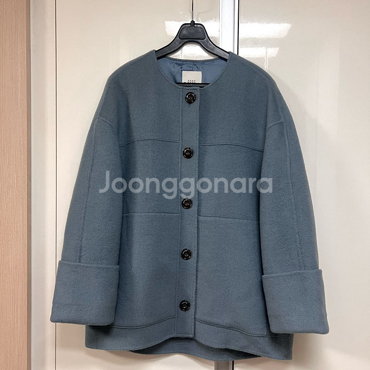 주크 울 캐시미어 노카라 핸드메이드 자켓 쥬크 숏코트--1