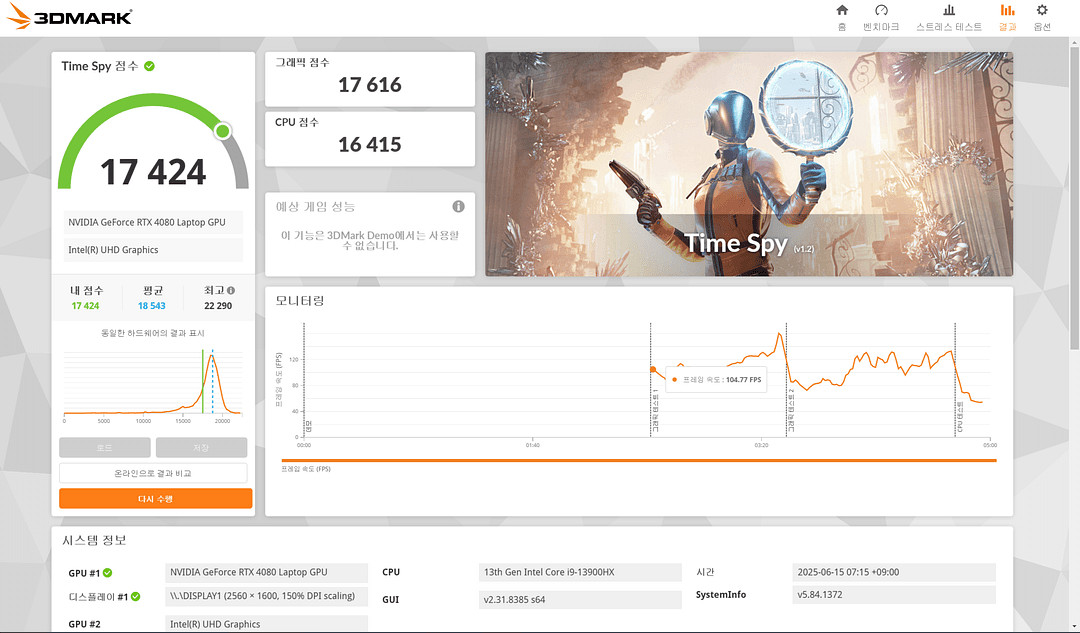 레노버23년리전7i프로 16IRX 16코어 4080--6