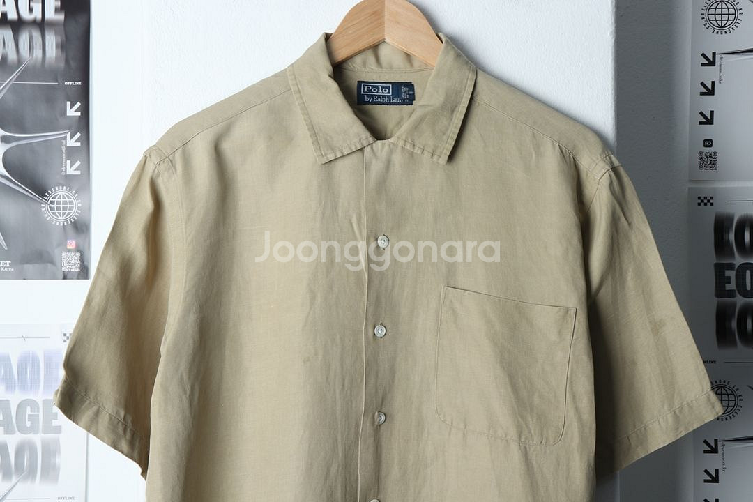 (M-L) 폴로 랄프로렌 반팔셔츠 남방 작은오염 린넨--3