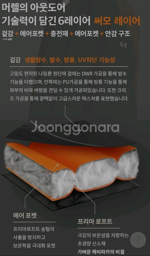 머랠 패딩 105 사이즈 그레이 색상--2
