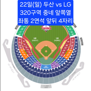 22일(일) 잠실 두산 vs LG 중앙네이비 좌통4연석