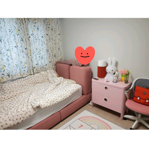 아쿠아텍스 패브릭 핑크색 슈퍼싱글 침대 프레임 팜