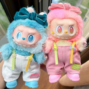 핸드메이드 라부부 인형옷 리본 멜빵바지 신발 세트