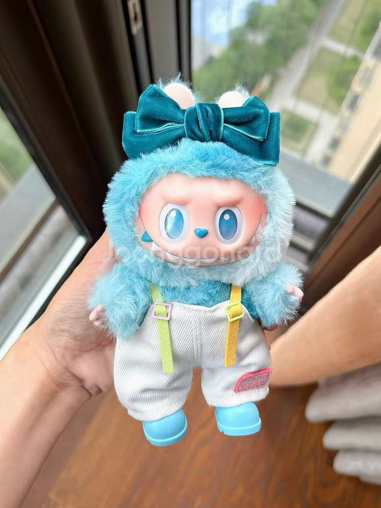 핸드메이드 라부부 인형옷 리본 멜빵바지 신발 세트--1
