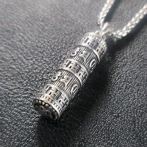 Buddhism 백동 펜던트 남자 빈티지 불교 목걸이