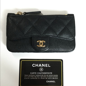 샤넬 클래식 지퍼 카드홀더 카프스킨