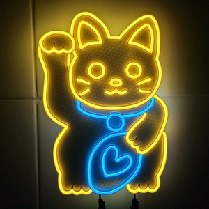 네온사인 마네키네코 행운 고양이 램프
