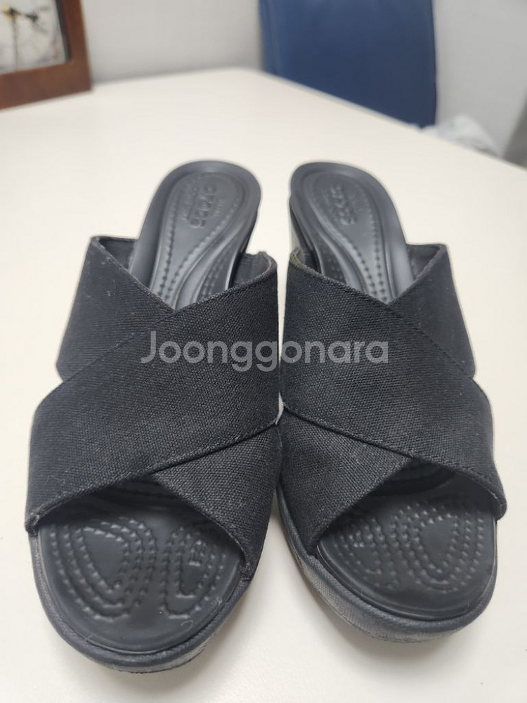 크록스 레이2 웨지 엑스웨지 블랙 굽높은 샌들 w--6