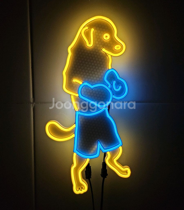 네온사인 강아지 복싱 복서 led 램프--0