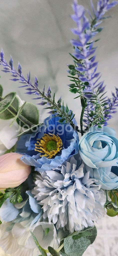 새상품)고급 블루톤 조화부케 인테리어소품--3