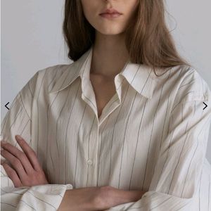 문달 Verni Shirt in Ivory stripe