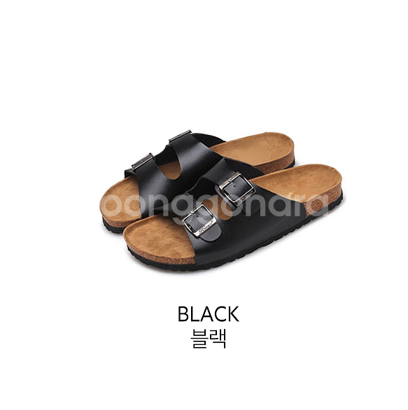 남녀공용 가죽 버클슬리퍼--1