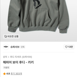 반택택포) 슈퍼서브 후드티 카키 오버핏 그래픽 후드