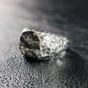 Userkaf 실버 엔틱 빈티지 선물 고대 남자 반지