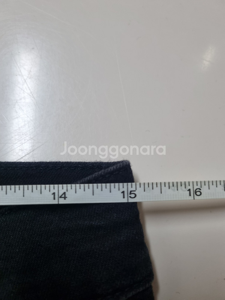 29)타미힐피거 가죽패치 블랙바지 스판바지 일자청바지--8