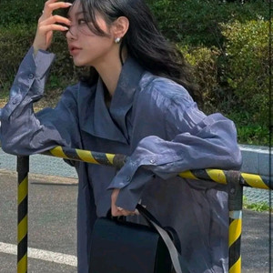 트리밍버드 스퀘어카라 시스루셔츠