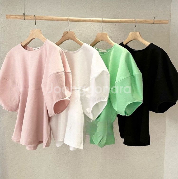 퍼프 소매 볼륨 쿨 반팔티(3color)ㅡ무배--0