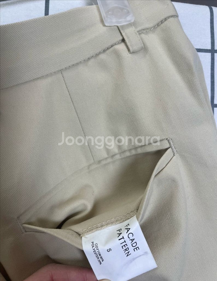 파사드 패턴 라운드 코튼 팬츠_beige S사이즈--4