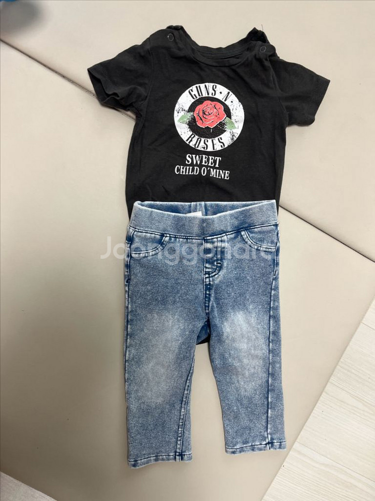 h&m 아기 바디수트, 청바지--0