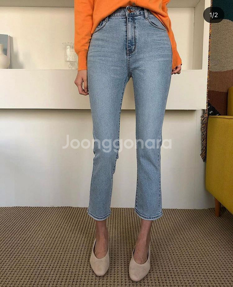 (S) 연청 세미 부츠컷 데님 팬츠 청바지 한번 착용--0
