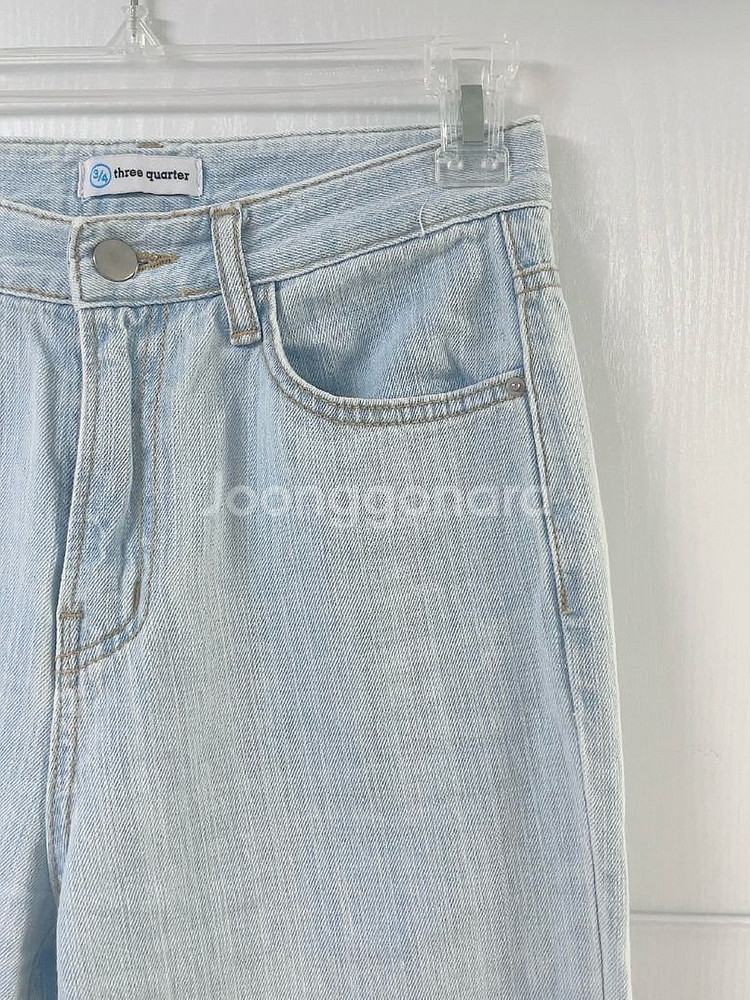 (S) 연청 와이드 아이스 진 데님 팬츠 청바지--2
