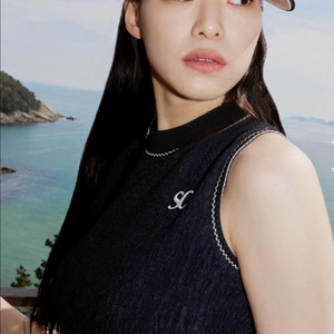 사우스케이프 신상 여성 골프복 SC리본 슬리브리스