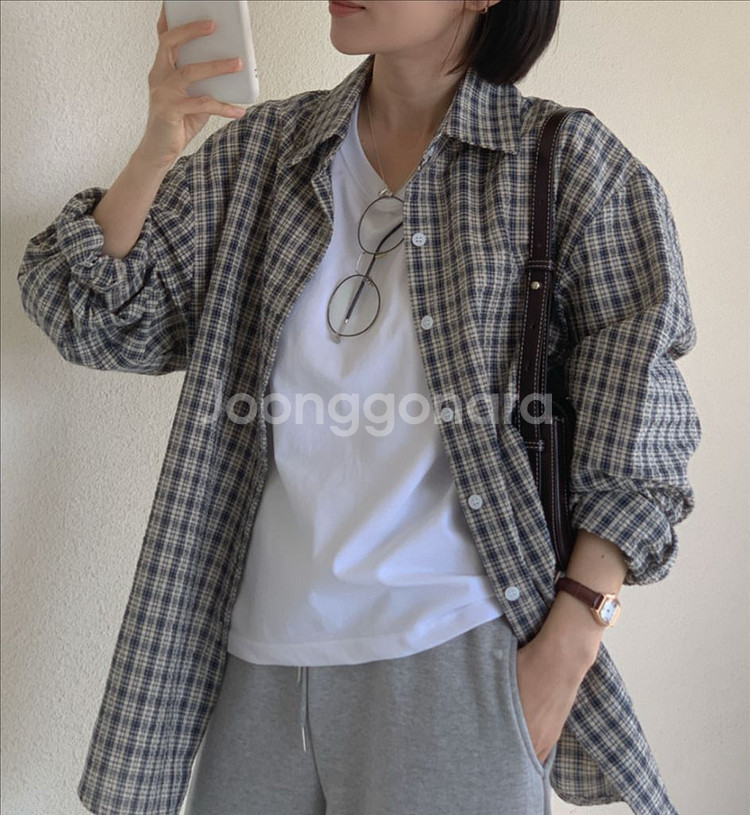 커든시어서커 오버핏 셔츠--0