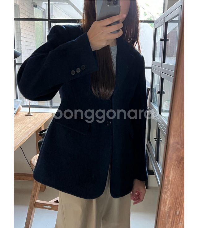 모어댄예스터데이 샌드 앙고라 울 자켓 숏코트 반코트--3