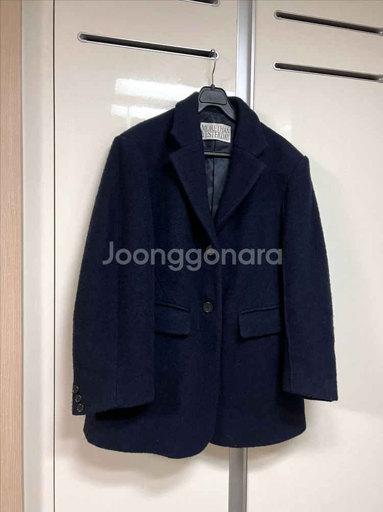 모어댄예스터데이 샌드 앙고라 울 자켓 숏코트 반코트--5