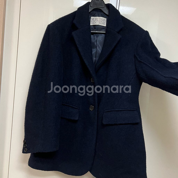 모어댄예스터데이 샌드 앙고라 울 자켓 숏코트 반코트--7