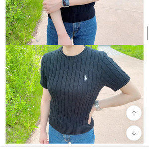 폴로 반팔 니트 여성 블랙 m 새상품