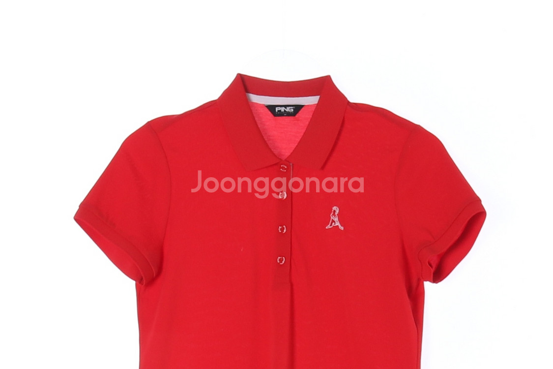 [M]핑 골프 레드 반팔 PK 카라 폴로 티셔츠--1