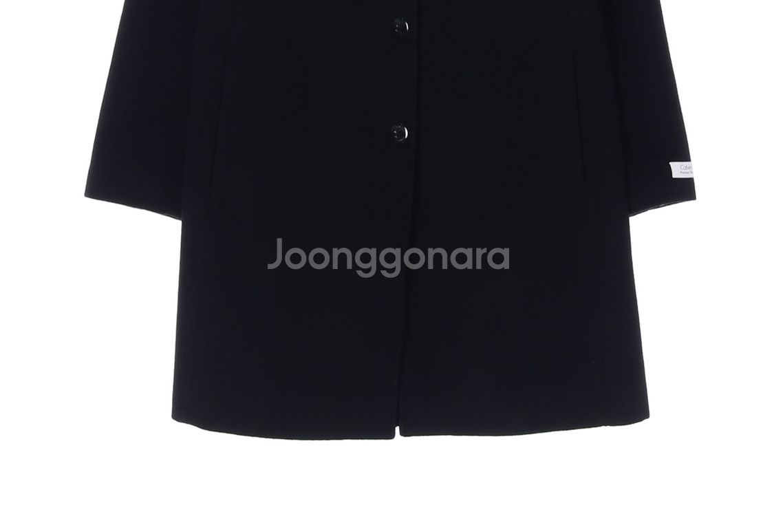 [L]캘빈클라인 울캐시미어 블랙 로고 소매 싱글코트--2