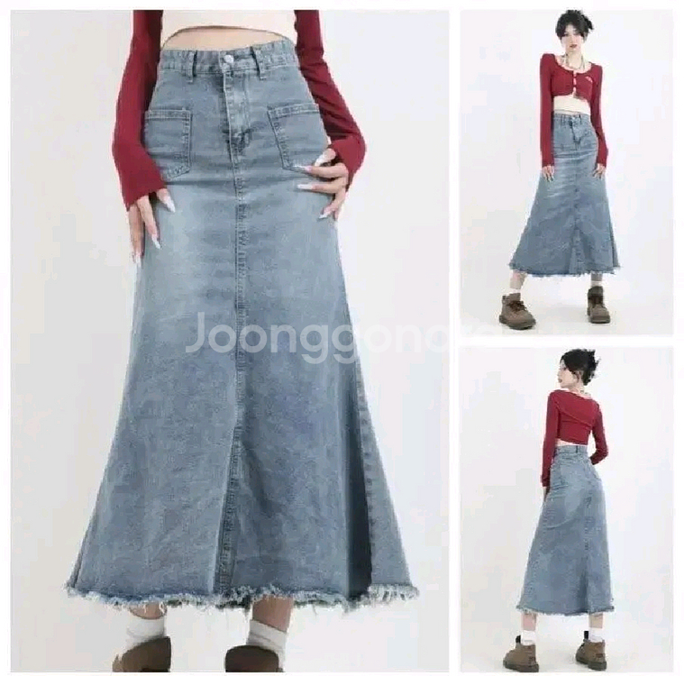 롱 청치마 데님 치마 새제품 M L사이즈--0