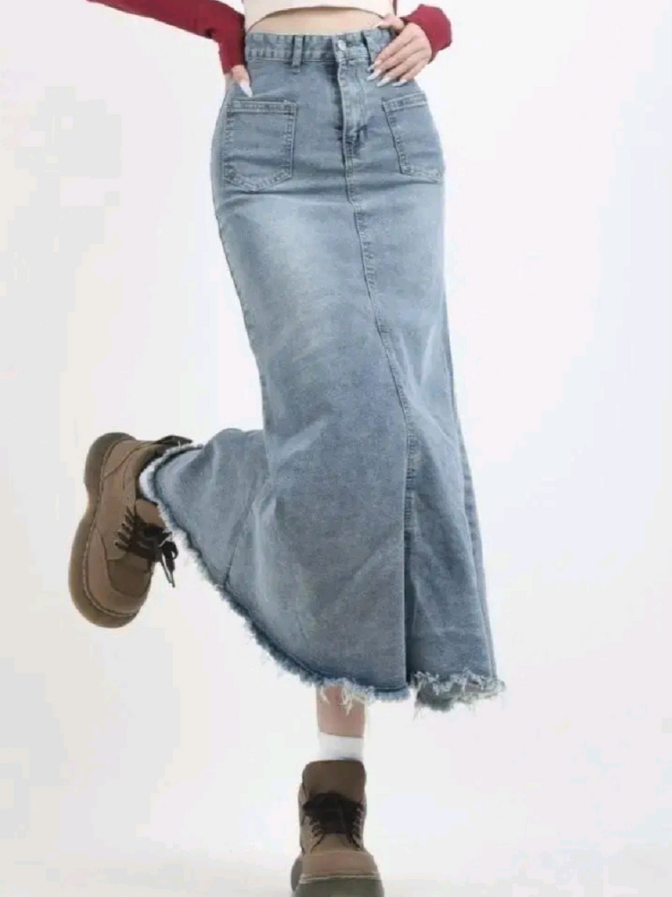 롱 청치마 데님 치마 새제품 M L사이즈--2