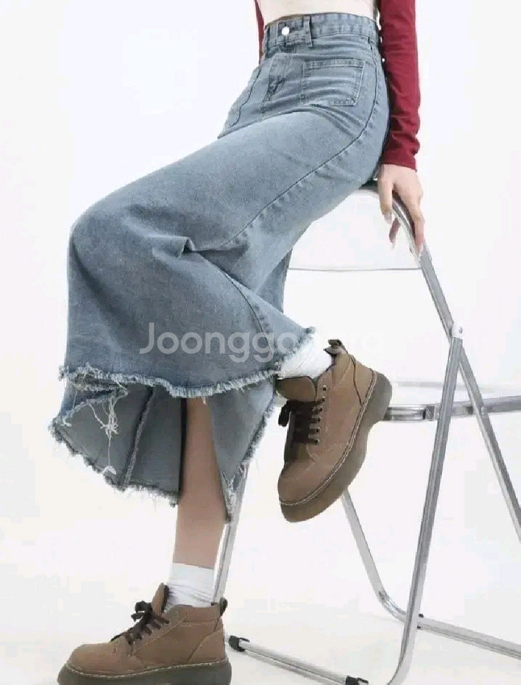 롱 청치마 데님 치마 새제품 M L사이즈--4