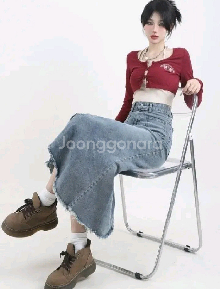 롱 청치마 데님 치마 새제품 M L사이즈--6