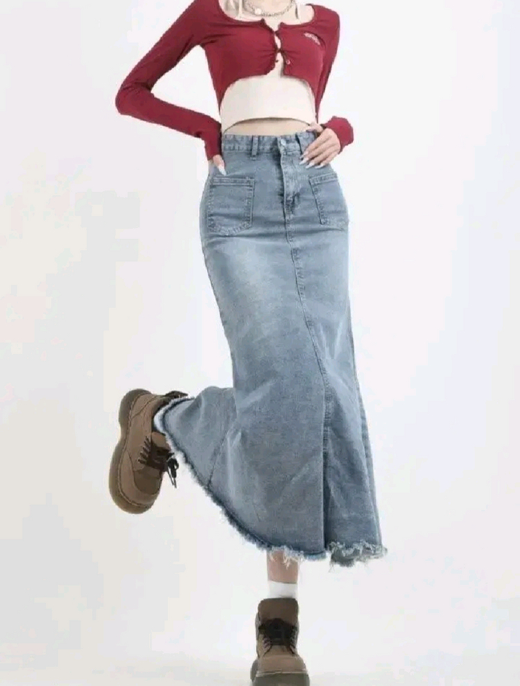 롱 청치마 데님 치마 새제품 M L사이즈--9