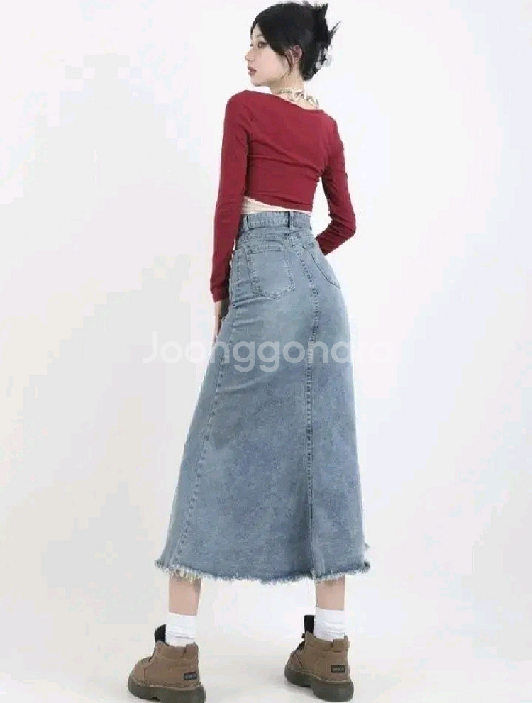 롱 청치마 데님 치마 새제품 M L사이즈--8