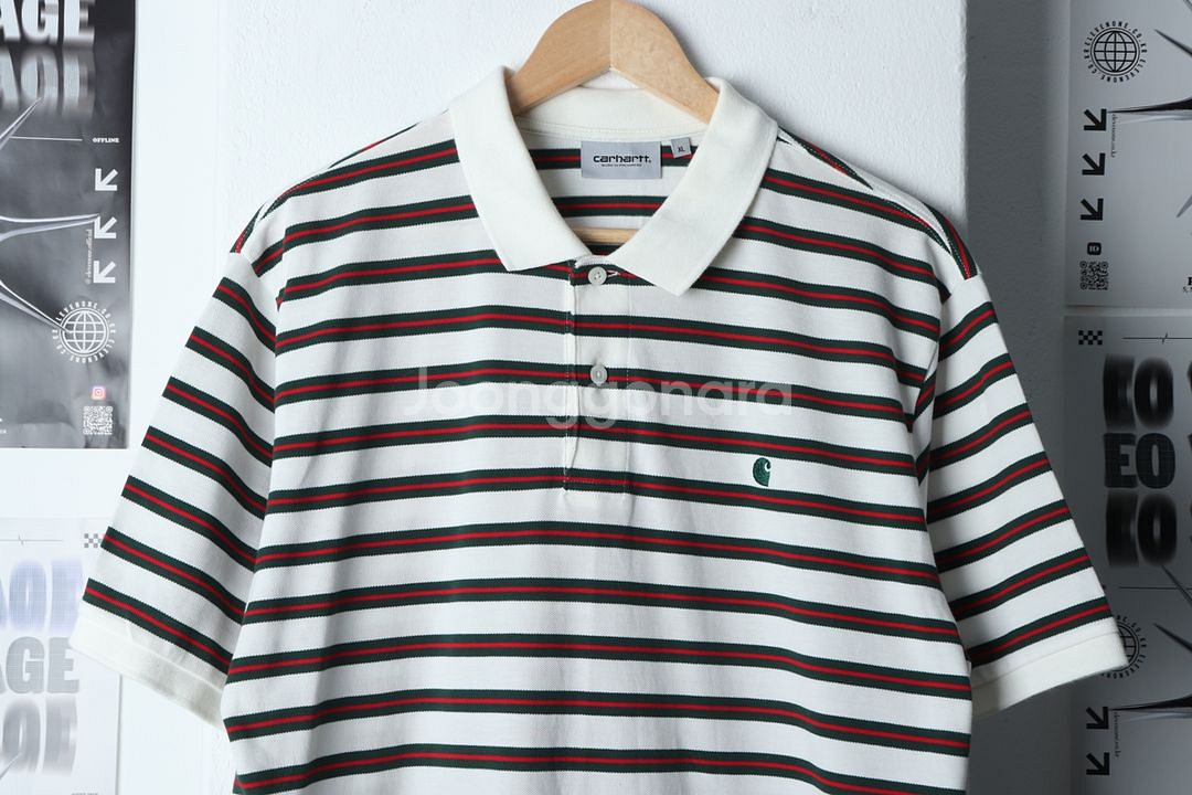 (XL-2XL) 칼하트 반팔 카라 티셔츠 스트라이프--1