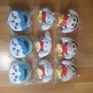 짱구 시나모롤 인형 키링 및 먼작귀 파우치 이디야콜라보