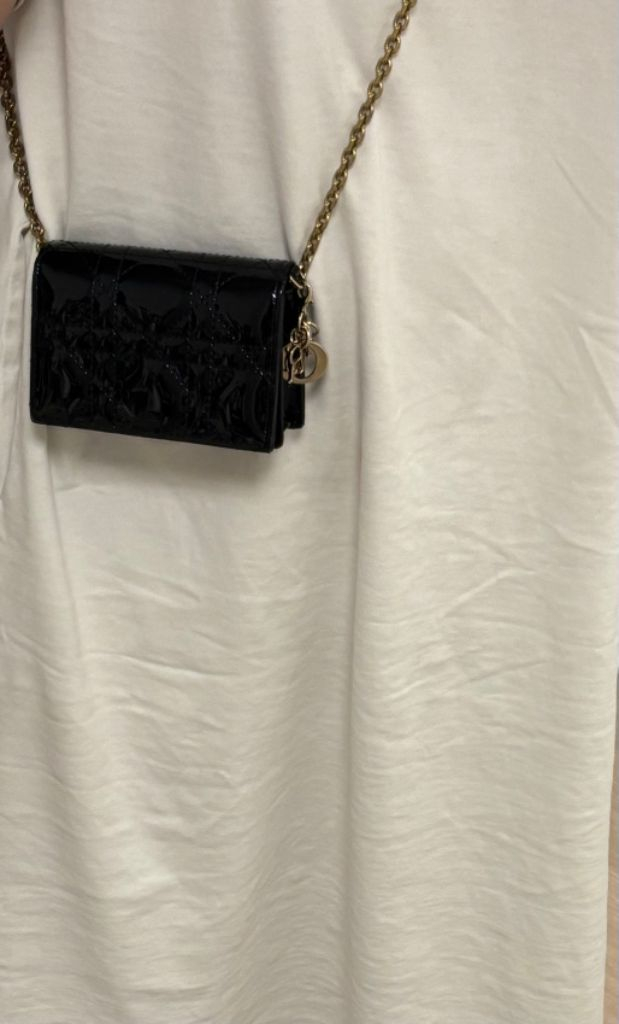 레이디디올 블룸 페이던트 카드지갑 블랙--5