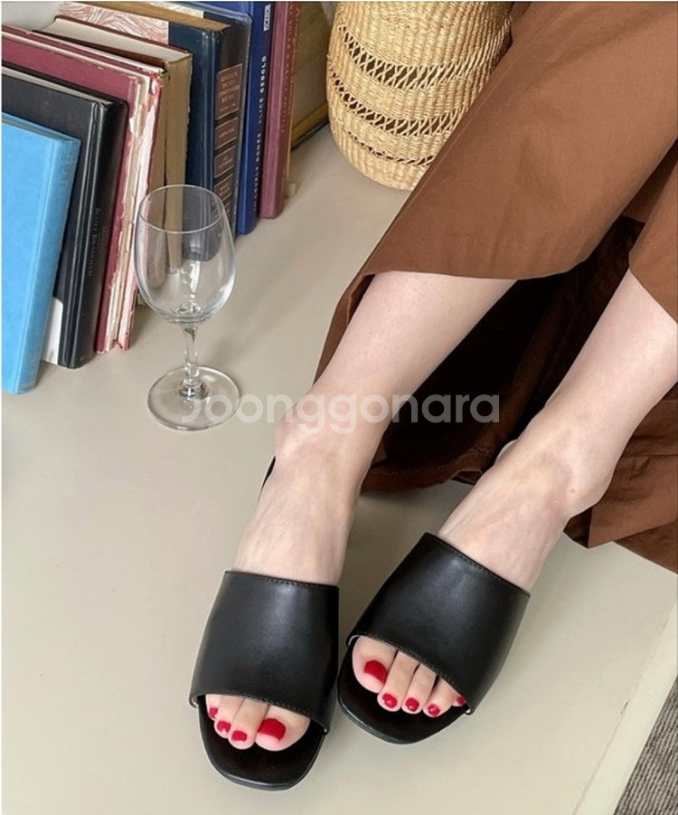 오픈토 심플 통굽 슬리퍼(5cm)--7