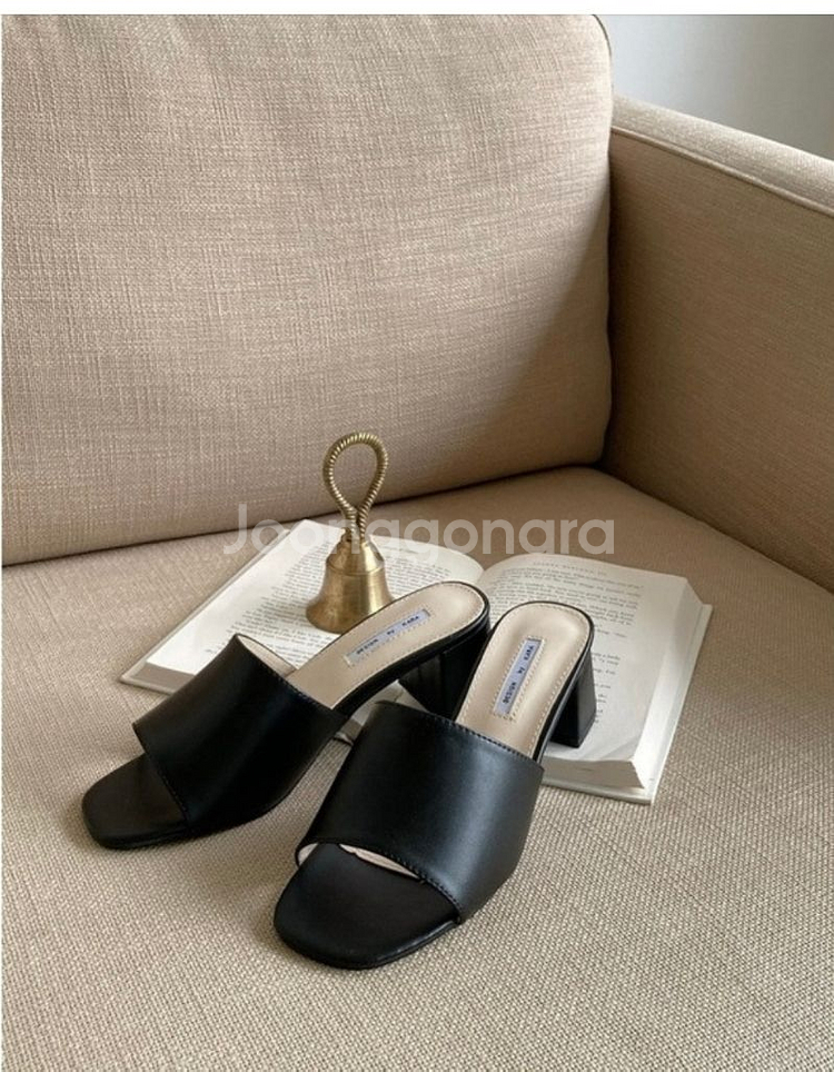 오픈토 심플 통굽 슬리퍼(5cm)--9