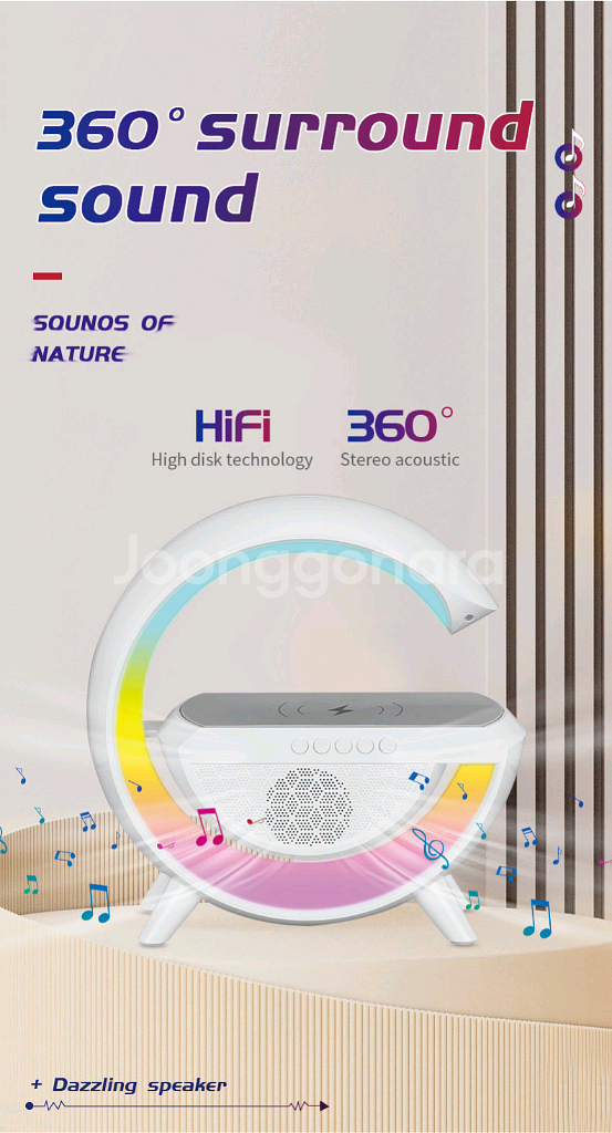 BT2301 무선충전 RGB 블루투스 스피커--2