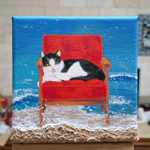 바닷가 고양이 아크릴 그림액자입니다