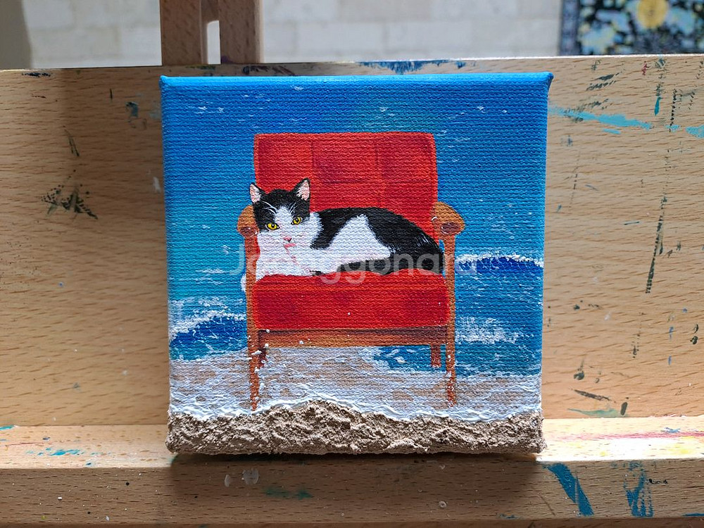 바닷가 고양이 아크릴 그림액자입니다--4