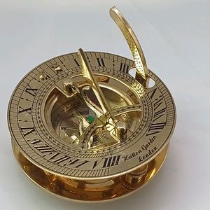 빈티지 황동 해시계 & 나침반 직경 8cm