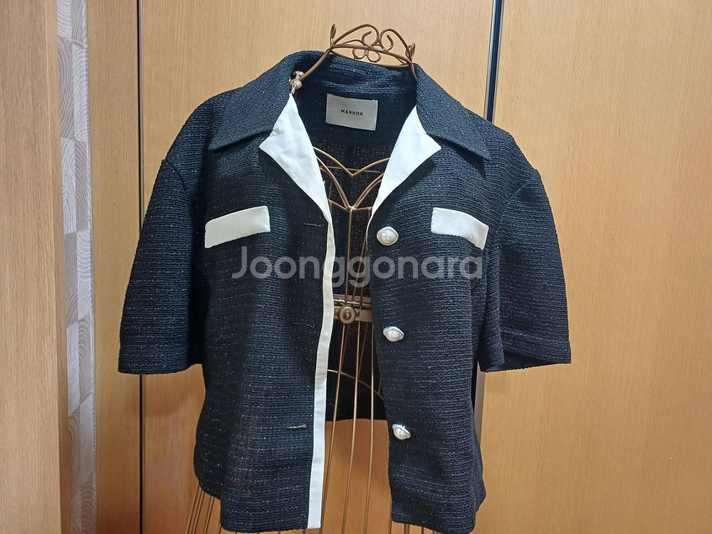 매넌 mannon 트위드 반팔 자켓 S size--1